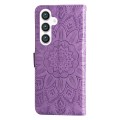 For Samsung Galaxy S24 Embossed Sunflower Leather Phone Case(Purple)