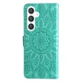 For Samsung Galaxy S24 Embossed Sunflower Leather Phone Case(Green)