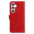 For Samsung Galaxy S24+ Embossed Sunflower Leather Phone Case(Red)