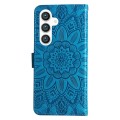 For Samsung Galaxy S24+ Embossed Sunflower Leather Phone Case(Blue)