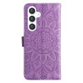 For Samsung Galaxy S24+ Embossed Sunflower Leather Phone Case(Purple)