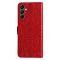 For Samsung Galaxy A25 5G Global Embossed Sunflower Leather Phone Case(Red)