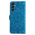 For Samsung Galaxy A25 5G Global Embossed Sunflower Leather Phone Case(Blue)