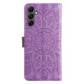 For Samsung Galaxy A25 5G Global Embossed Sunflower Leather Phone Case(Purple)