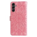 For Samsung Galaxy A25 5G Global Embossed Sunflower Leather Phone Case(Rose Gold)