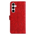 For Samsung Galaxy A35 Embossed Sunflower Leather Phone Case(Red)