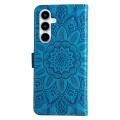 For Samsung Galaxy A35 Embossed Sunflower Leather Phone Case(Blue)