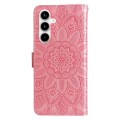 For Samsung Galaxy A35 Embossed Sunflower Leather Phone Case(Rose Gold)