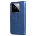 For Xiaomi 14 Fashion Calf Texture Zipper Leather Phone Case(Blue)