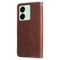 For Xiaomi Redmi 13C 4G Fashion Calf Texture Zipper Leather Phone Case(Brown)