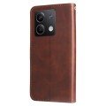 For Xiaomi Redmi Note13 5G Global Fashion Calf Texture Zipper Leather Phone Case(Brown)