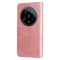 For Xiaomi 14 Ultra Fashion Calf Texture Zipper Leather Phone Case(Rose Gold)