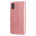 For Samsung Galaxy A05 Fashion Calf Texture Zipper Leather Phone Case(Rose Gold)