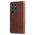 For Samsung Galaxy S24 Ultra Fashion Calf Texture Zipper Leather Phone Case(Brown)