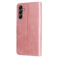 For Samsung Galaxy A25 5G Global Fashion Calf Texture Zipper Leather Phone Case(Rose Gold)