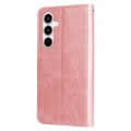 For Samsung Galaxy A35 Fashion Calf Texture Zipper Leather Phone Case(Rose Gold)