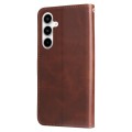 For Samsung Galaxy A35 Fashion Calf Texture Zipper Leather Phone Case(Brown)