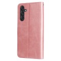 For Samsung Galaxy M55 5G Fashion Calf Texture Zipper Leather Phone Case(Rose Gold)