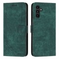 For Samsung Galaxy A25 5G Skin Feel Stripe Pattern Leather Phone Case with Long Lanyard(Green)