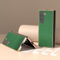 For Samsung Galaxy Z Fold5 Genuine Leather Mino Series Nano Plating Phone Case(Green)