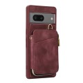 For Google Pixel 7 Zipper Card Bag Back Cover Phone Case(Wine Red)