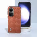 For OPPO Reno 10 / 10 Pro Global ABEEL Weave Plaid PU Phone Case(Brown)