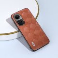 For OPPO Reno 10 / 10 Pro Global ABEEL Weave Plaid PU Phone Case(Brown)