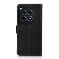 For OnePlus 12R KHAZNEH Side-Magnetic Litchi Genuine Leather RFID Phone Case(Black)