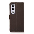 For OnePlus CE4 5G Global KHAZNEH Side-Magnetic Litchi Genuine Leather RFID Phone Case(Brown)