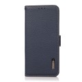 For Motorola Moto G24 KHAZNEH Side-Magnetic Litchi Genuine Leather RFID Phone Case(Blue)