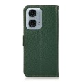 For Motorola Moto G24 KHAZNEH Side-Magnetic Litchi Genuine Leather RFID Phone Case(Green)