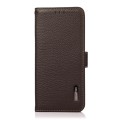 For Motorola Moto G24 KHAZNEH Side-Magnetic Litchi Genuine Leather RFID Phone Case(Brown)