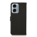 For Motorola Moto G34 KHAZNEH Custer Genuine Leather RFID Phone Case(Black)