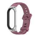 For Xiaomi Mi Band 8 Mijobs CS Case Flat Hole Silicone Watch Band(Wine Red Silver)
