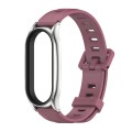 For Xiaomi Mi Band 8 Mijobs Plus Case Flat Hole Silicone Watch Band(Wine Red Silver)