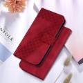 For Google Pixel 8a 7-shaped Embossed Leather Phone Case(Red)