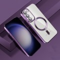 For Samsung Galaxy S22+ 5G CD Texture Plating TPU MagSafe Phone Case with Lens Film(Dark Purple)