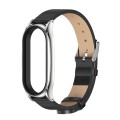 For Xiaomi Mi Band 8 Mijobs Plus Case Microfiber PU Leather Watch Band(Black Silver)