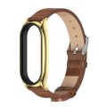 For Xiaomi Mi Band 8 Mijobs Plus Case Microfiber PU Leather Watch Band(Brown Gold)