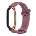 For Xiaomi Mi Band 8 Mijobs Plus Case Silicone Watch Band(Wine Red Rose Gold)
