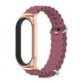 For Xiaomi Mi Band 8 Mijobs CS Case Marine Silicone Breathable Watch Band(Wine Red Rose Gold)