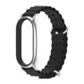 For Xiaomi Mi Band 8 Mijobs Plus Case Marine Silicone Breathable Watch Band(Black Silver)