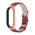 For Xiaomi Mi Band 8 Mijobs CS Case Genuine Leather Top Layer Cowhide Watch Band(Red Rose Gold)