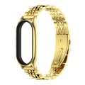 For Xiaomi Mi Band 8 Mijobs Plus Case Seven Bead Metal Stainless Steel Watch Band(Gold)