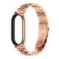 For Xiaomi Mi Band 8 Mijobs Plus Case Seven Bead Metal Stainless Steel Watch Band(Rose Gold)