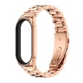 For Xiaomi Mi Band 8 Mijobs CS Case Three Bead Metal Stainless Steel Watch Band(Rose Gold)