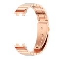 For Huawei Band 8 Mijobs Three Bead Bamboo Stainless Steel Watch Band(Bamboo Rose Gold)