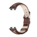 For Huawei Band 8 Mijobs Cowhide Leather Watch Band(Bamboo Coffee Black)