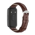 For Huawei Band 8 Mijobs Cowhide Leather Watch Band(Bamboo Coffee Black)