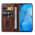 For OPPO Reno3 Magnetic Closure Leather Phone Case(Brown)